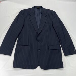 Brooks Brothers Brooksease 43L Mens Black‎ Striped Wool Blazer Suit Jacket
